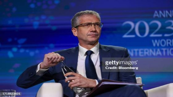 Pablo Hernandez de Cos, governor of Spain's central bank, at the annual meetings of the International Monetary Fund (IMF) and World Bank in Marrakesh, Morocco, on Wednesday, Oct. 11, 2023. The IMF and World Bank's first annual meetings in Africa since 1973 were expected to give a spending boost to Morocco's fourth-largest city and one of its top tourist destinations. Photographer: Hollie Adams/Bloomberg via Getty Images