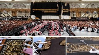 التفاصيل الكاملة لعملية تغيير كسوة الكعبة المشرفة والتي ستكتمل كالعادة مع بزوغ فجر اليوم الاول من السنة الهجرية